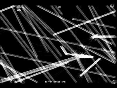 The end of a level, 16-second time lapse: Many small, fast-moving rocks. Small safe areas.